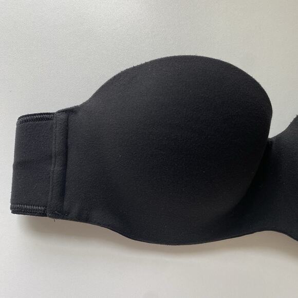 Victoria's Secret Lined Strapless Bra Lightly Padded Black Underwire 34A - Picture 2 of 10